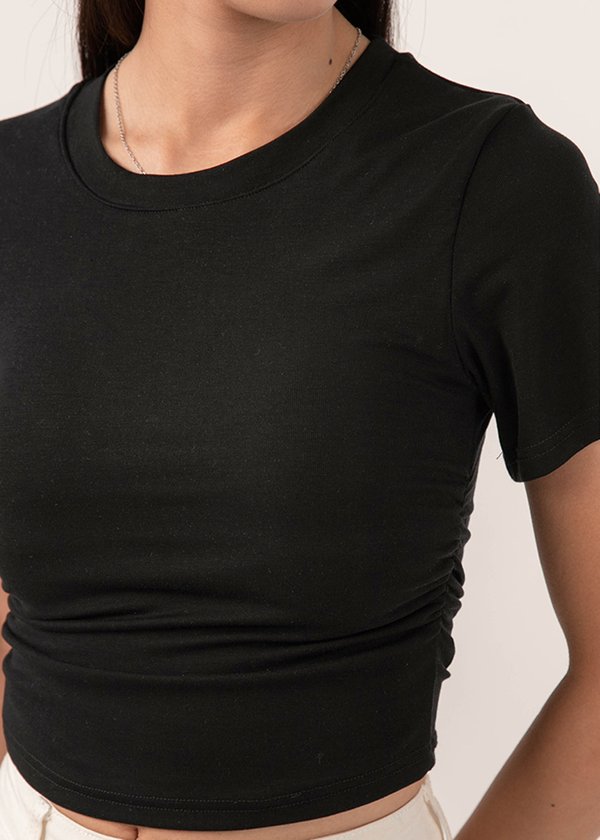 Endless Comfort Ruched Tee in Black