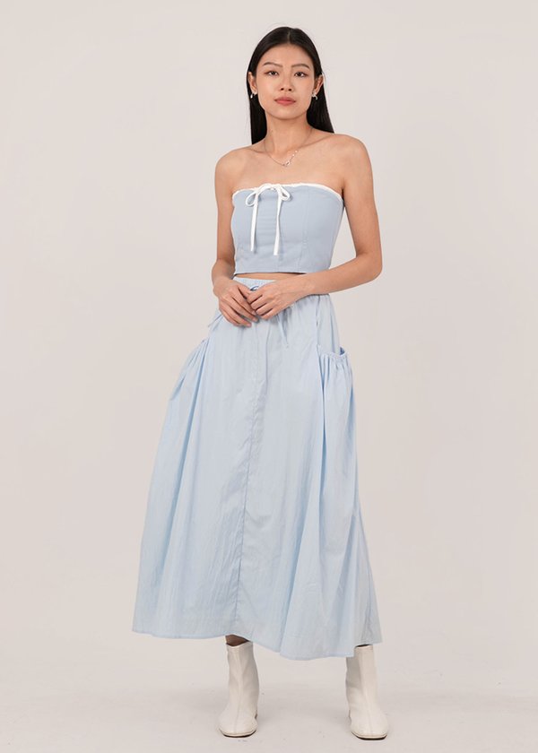 Spring Romance Midi Skirt in Sky Blue