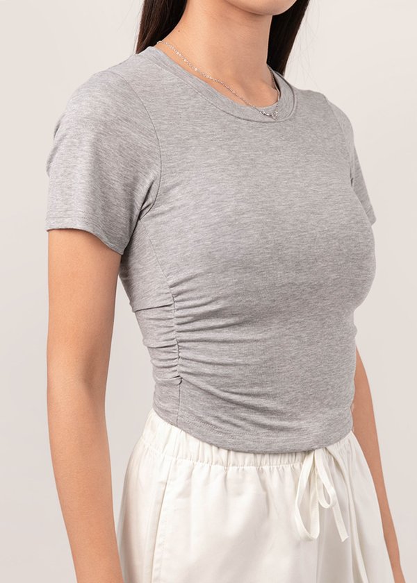 Endless Comfort Ruched Tee in Heather Grey