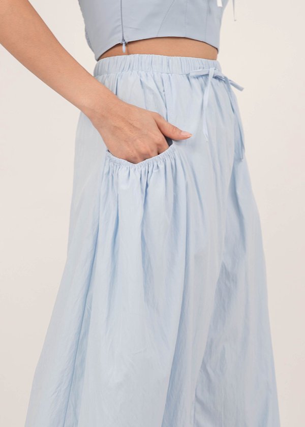 Spring Romance Midi Skirt in Sky Blue