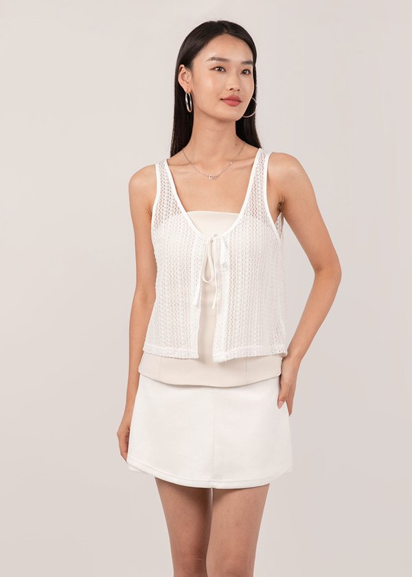 Boho Crochet Outerwear (Sleeveless) in White