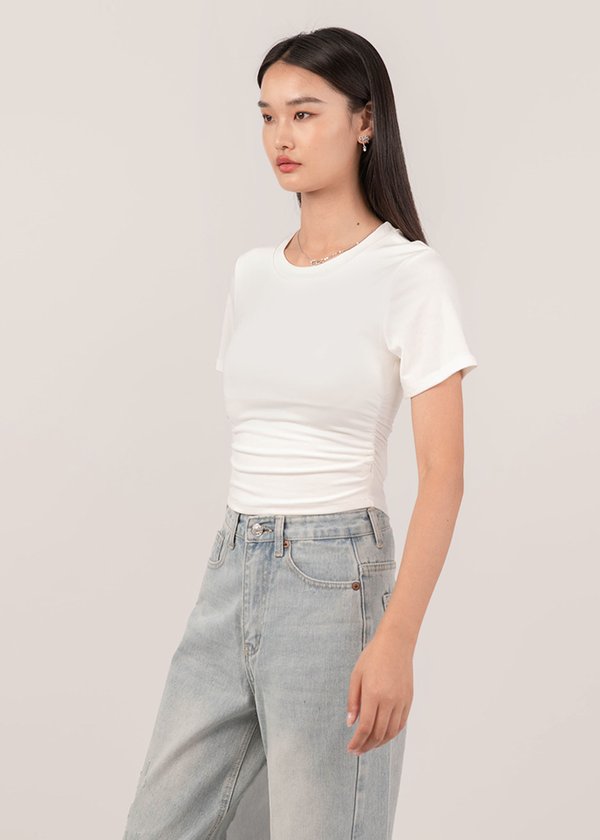 Endless Comfort Ruched Tee in White