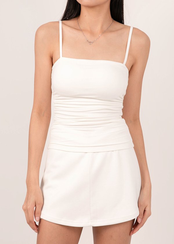 Ultra Soft Ruched Top in White