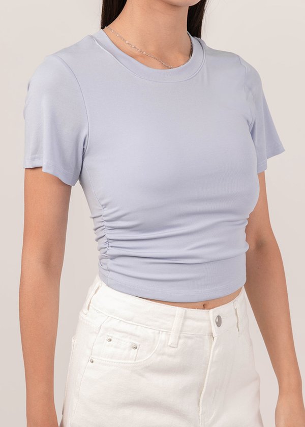 Endless Comfort Ruched Tee in Periwinkle