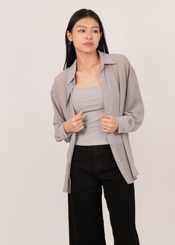 Elevate The Outfit Sheer Outerwear in Cloud Grey