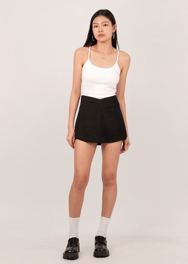 Marshmallow Curved Skorts in Black