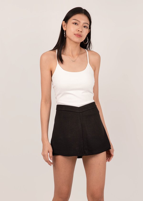 Marshmallow Curved Skorts in Black