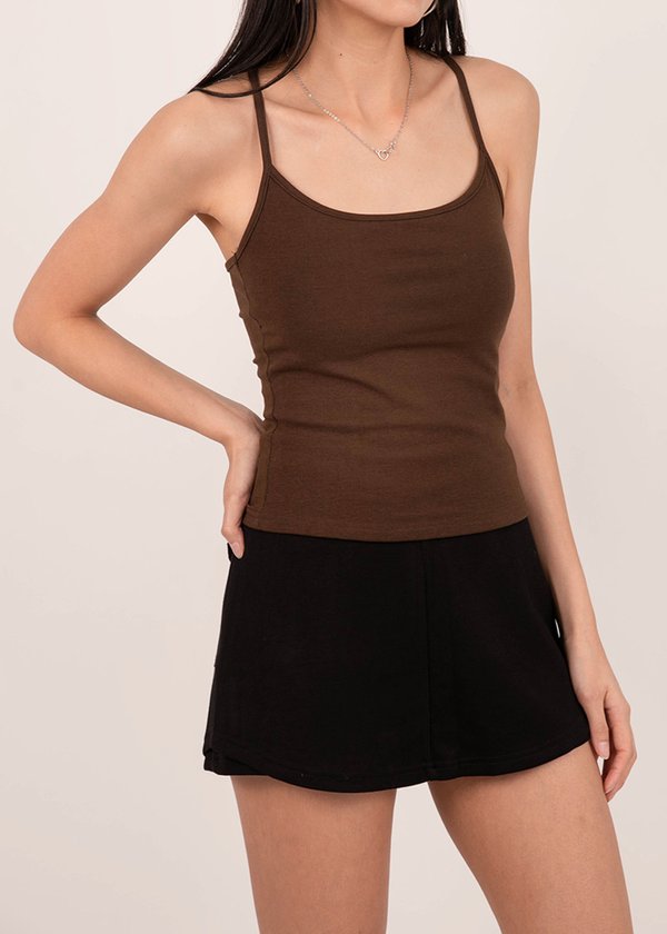 Best Of Basics Cross Tank Top in Burnt Brown