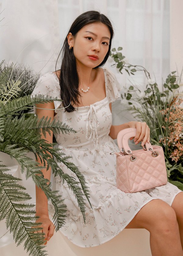 Cupid Flutter Dress Romper in Florals (White)