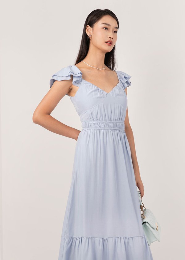 Love At First Sight Flutter Midi Dress in Sky Blue