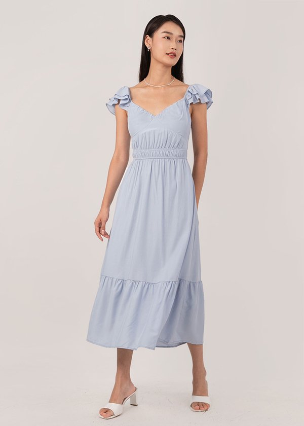 Love At First Sight Flutter Midi Dress in Sky Blue