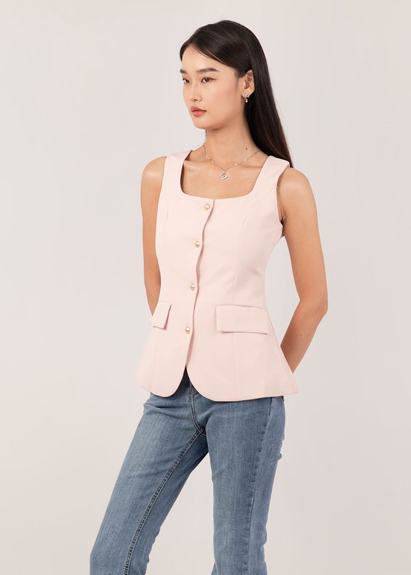 In A Meeting Vest Top in Soft Pink