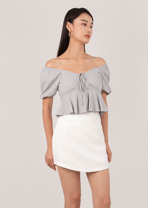 Bubble Pop Puffy Sleeve Top in Ash Grey