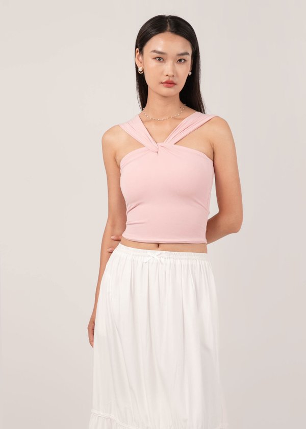 Beth 2 Way Knotted Top in Soft Pink