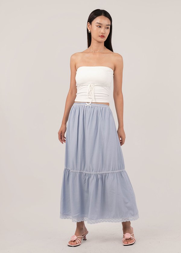 Wanderlust Lace Midi Skirt in Periwinkle Blue