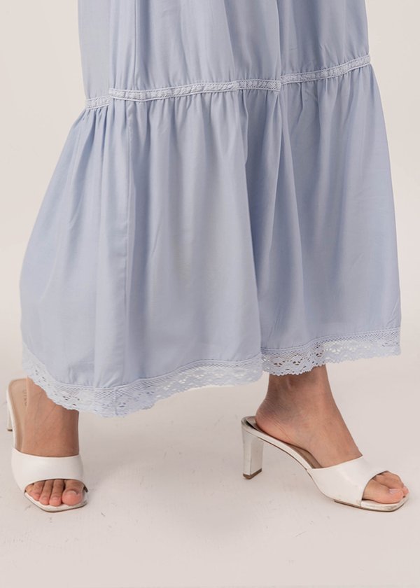 Wanderlust Lace Midi Skirt in Periwinkle Blue