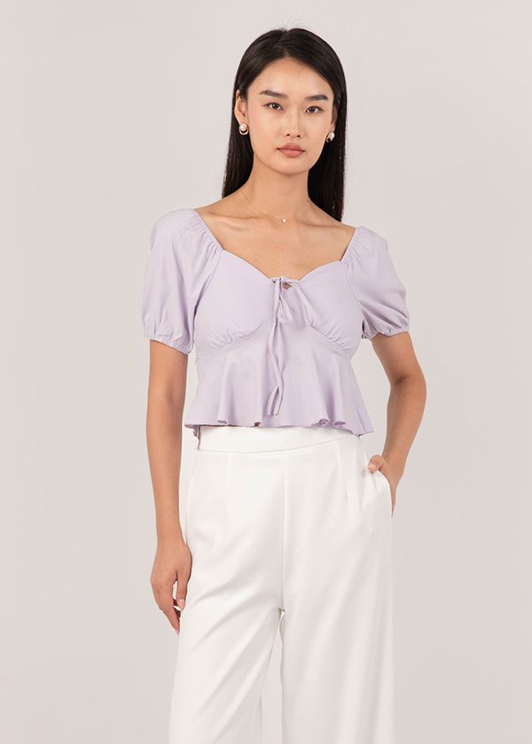 Bubble Pop Puffy Sleeve Top in Lilac