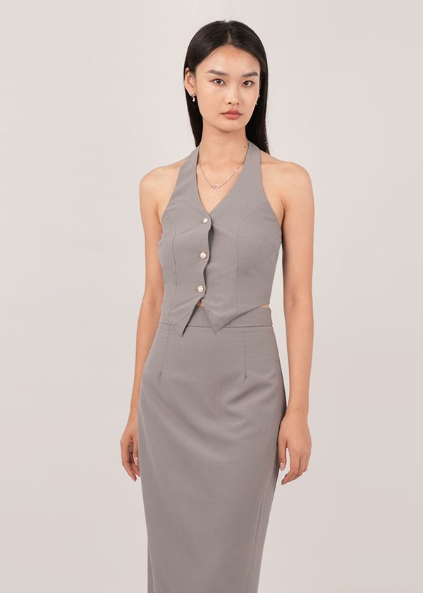 Gentle Aura Halter Top in Dove Grey