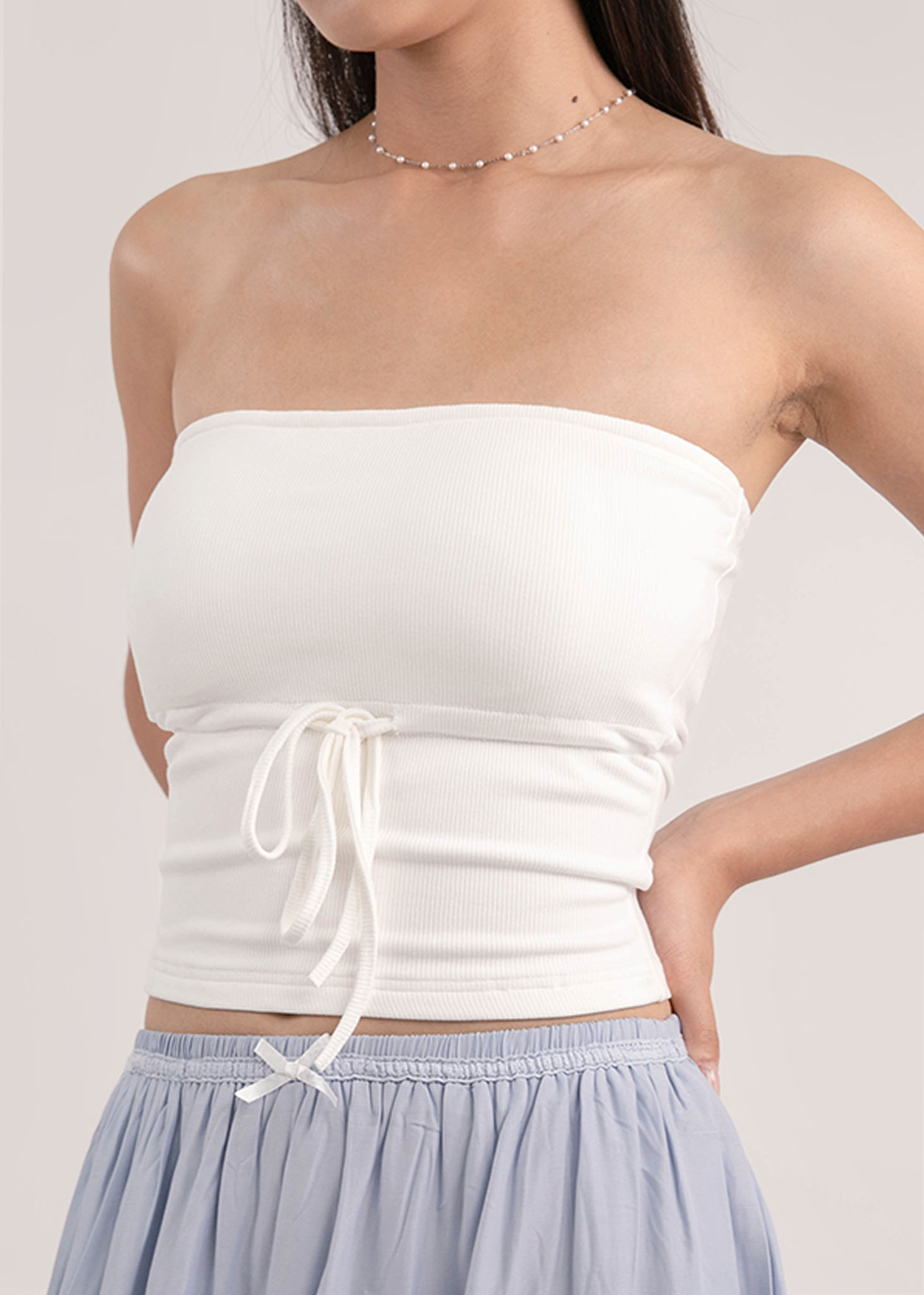 Treasure Tube Tie String Top in White | 6STYLE