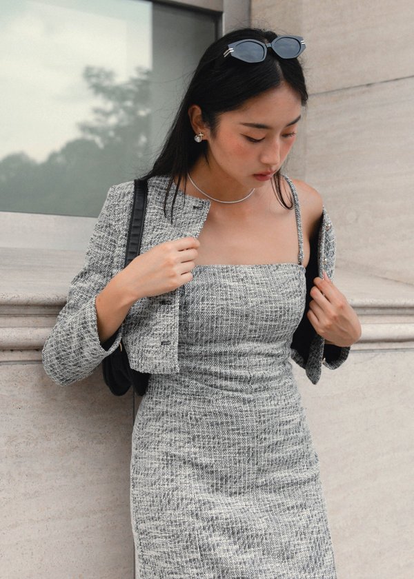 With Class Tweed Dress in Black