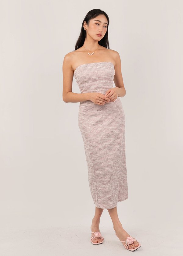 With Class Tweed Dress in Dusty Pink