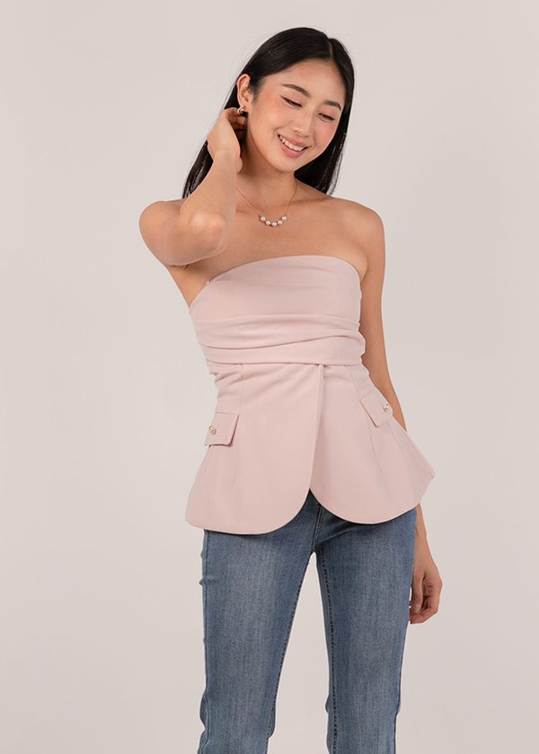 Radiant Ruched 2 Way Top in Soft Pink