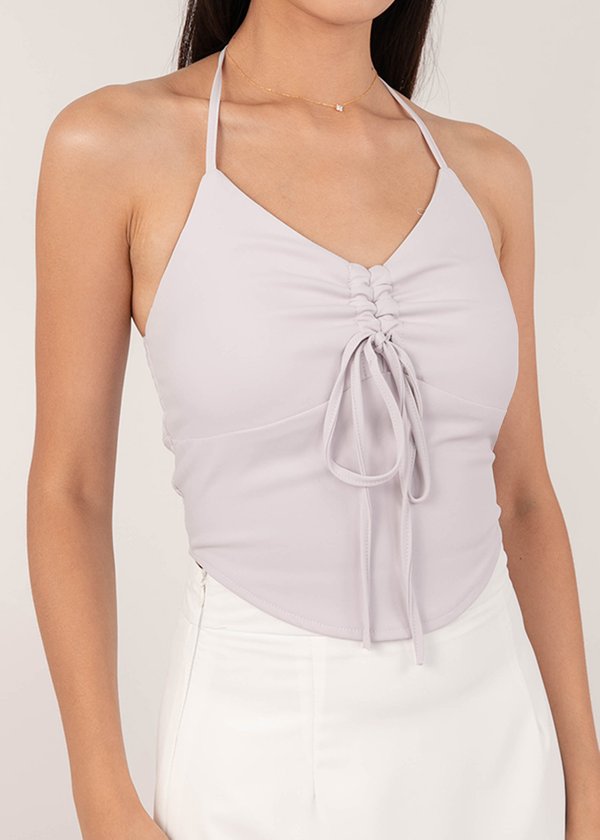 Skyline Halter Ruched Top in Lilac Grey 