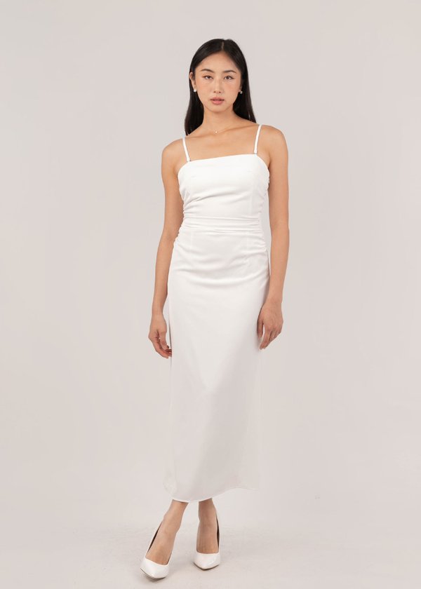 Moonlit Knotted Back Midi Dress in White