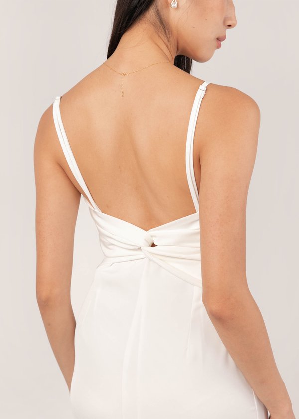 Moonlit Knotted Back Midi Dress in White