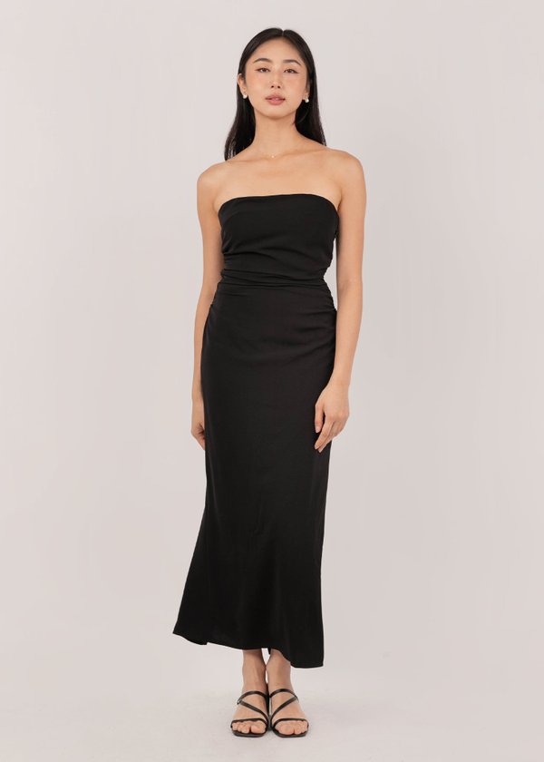 Moonlit Knotted Back Midi Dress in Black