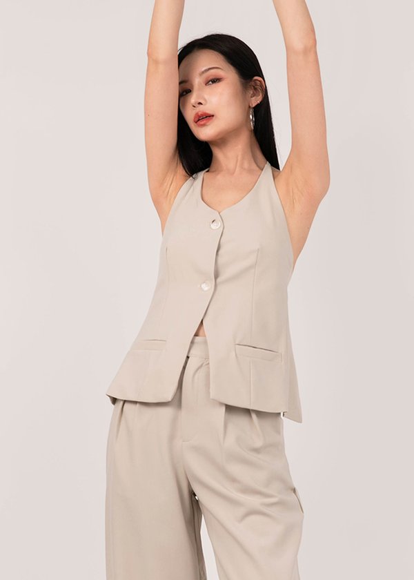 Show it off Bareback Vest Top in Taupe