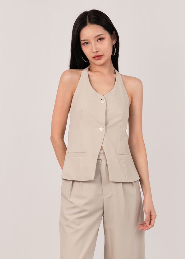 Show it off Bareback Vest Top in Taupe