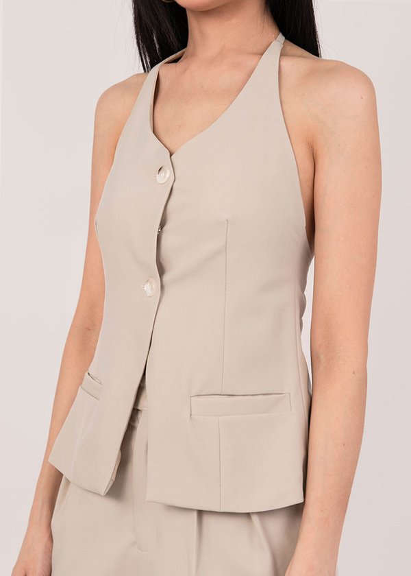 Show it off Bareback Vest Top in Taupe