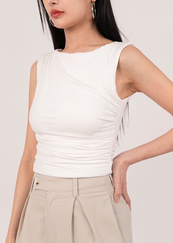 Swift Padded Drape Top in White