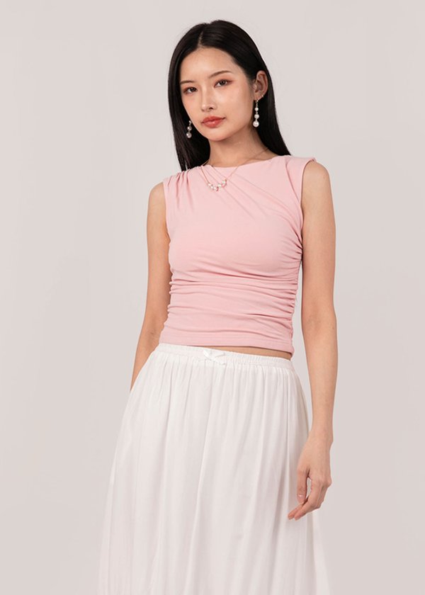 Swift Padded Drape Top in Rose Pink