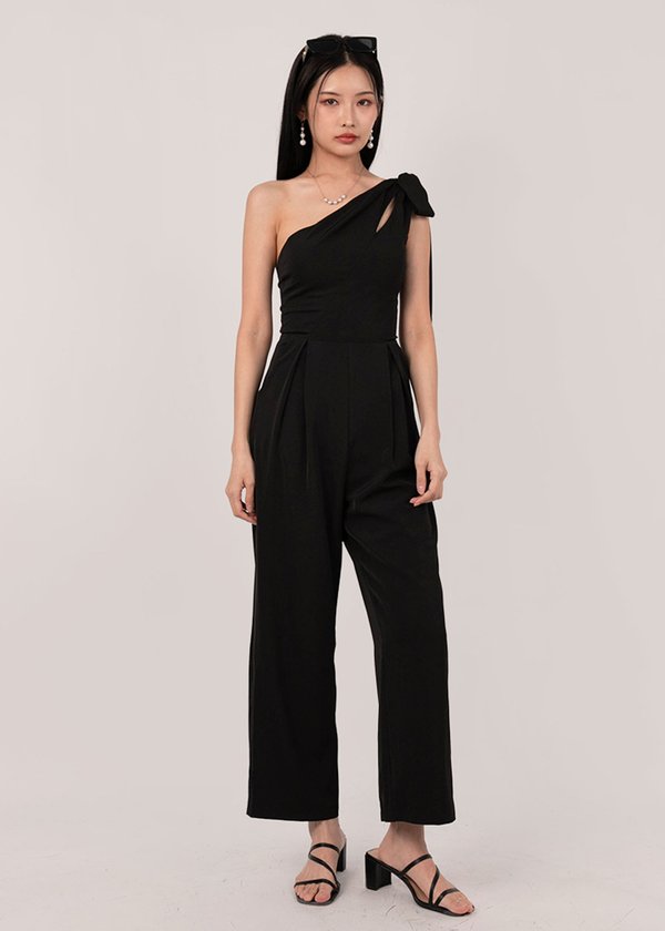 One Sided Toga Jumpsuit in Black