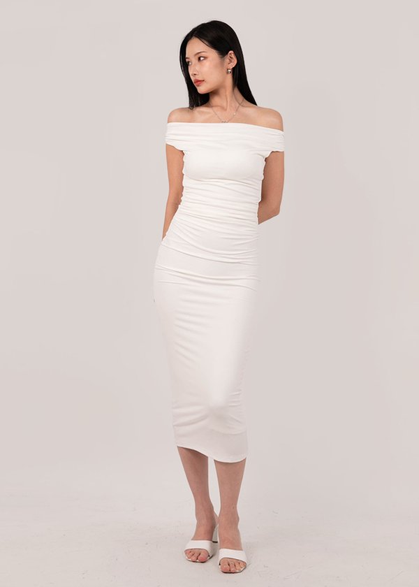 Stellar Twisted Knot Midi Dress in White