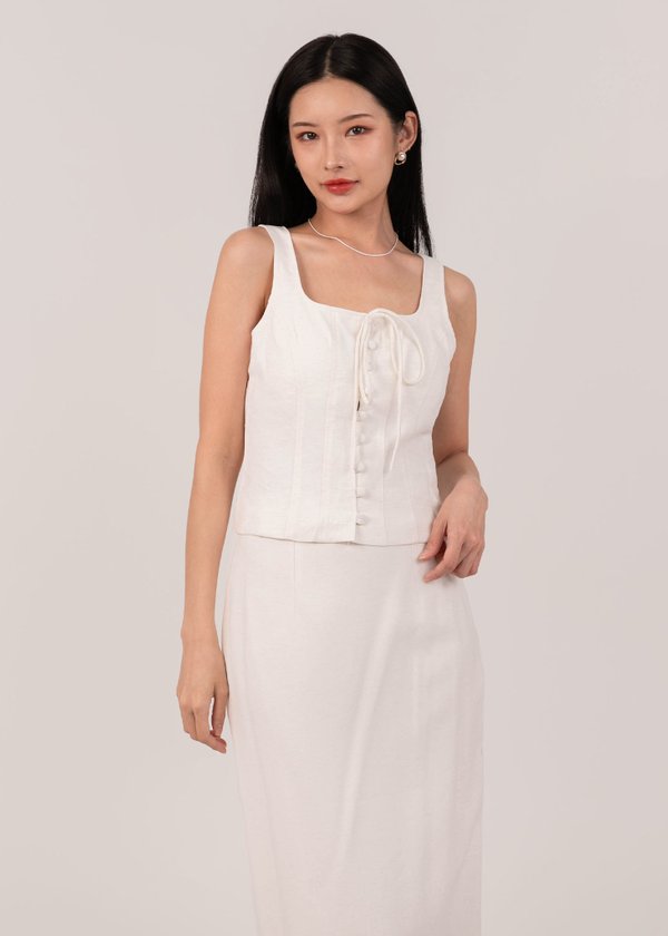 Breeze Luxe Linen Top in White