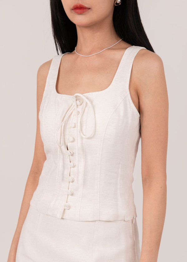 Breeze Luxe Linen Top in White