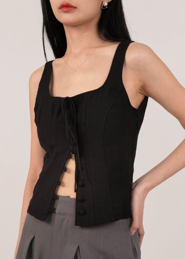 Breeze Luxe Linen Top in Black