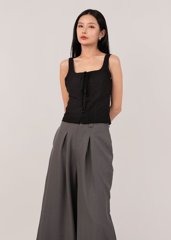 Breeze Luxe Linen Top in Black