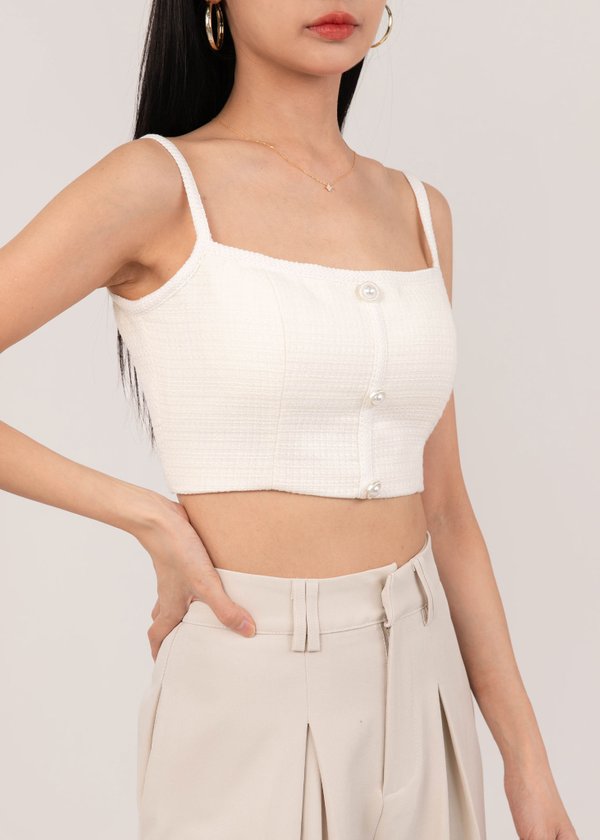 Timeless Chic Tweed Top in Off White