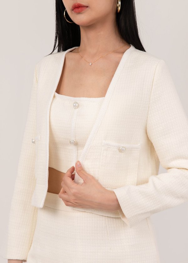 Timeless Chic Tweed Jacket in Off White