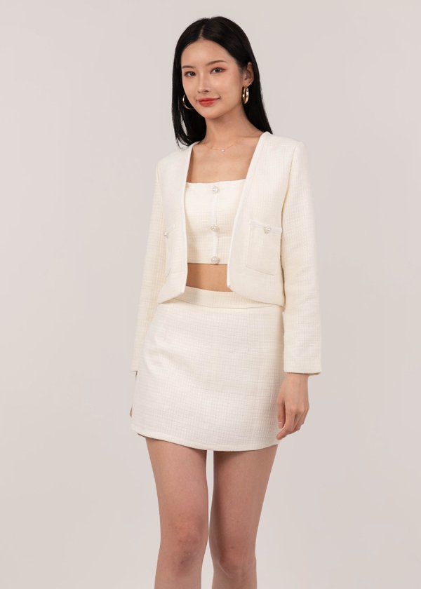 Timeless Chic Tweed Jacket in Off White