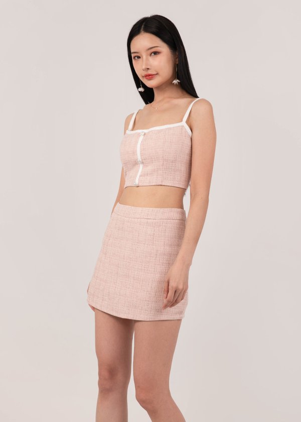 Timeless Chic Tweed Top in Pink