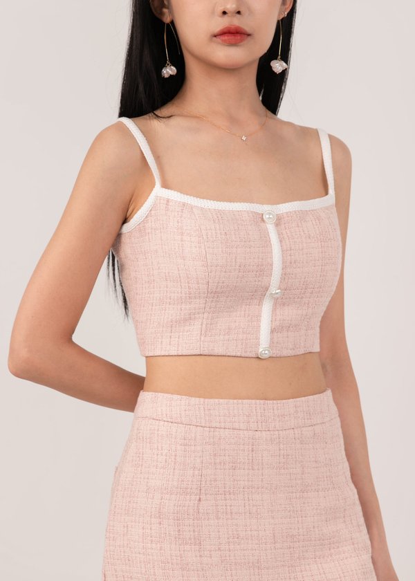 Timeless Chic Tweed Top in Pink