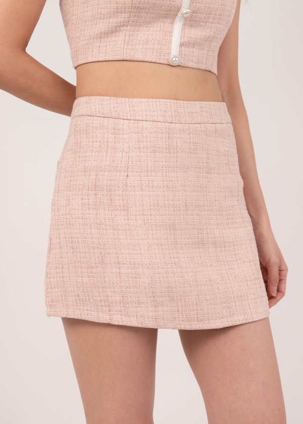 Timeless Chic Tweed Skort in Pink