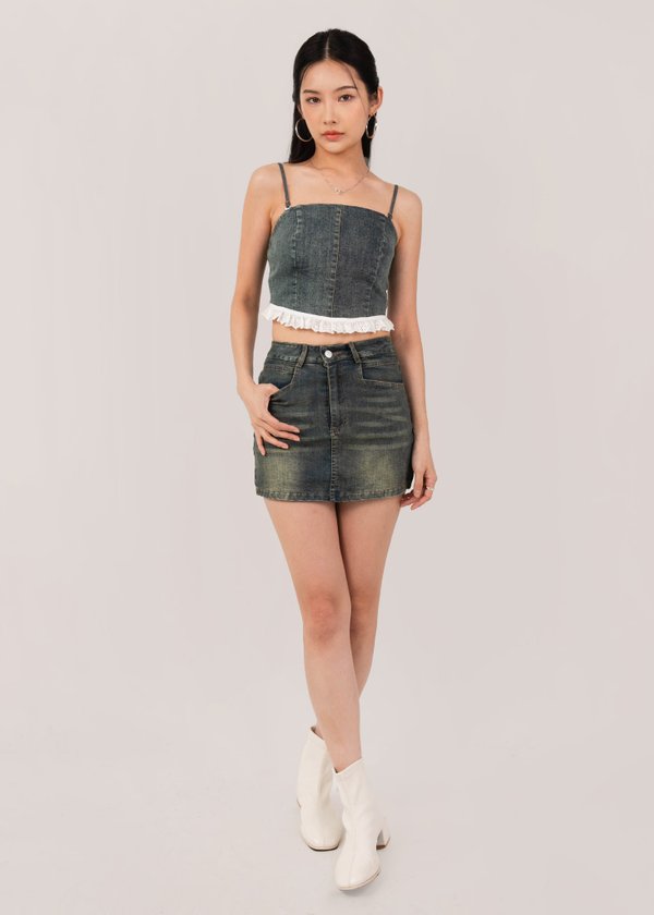 Old School Denim Mini Skirt in Vintage Wash