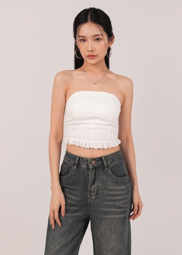 Coastal Denim 2 Way Top in White Denim