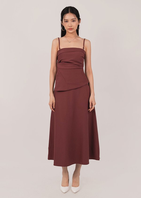 Swaying Midi Skirt in Dusk Maroon